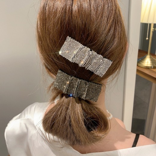 New Hot Rhinestone Full Diamond Pleated BB Clip Word Clip For Women