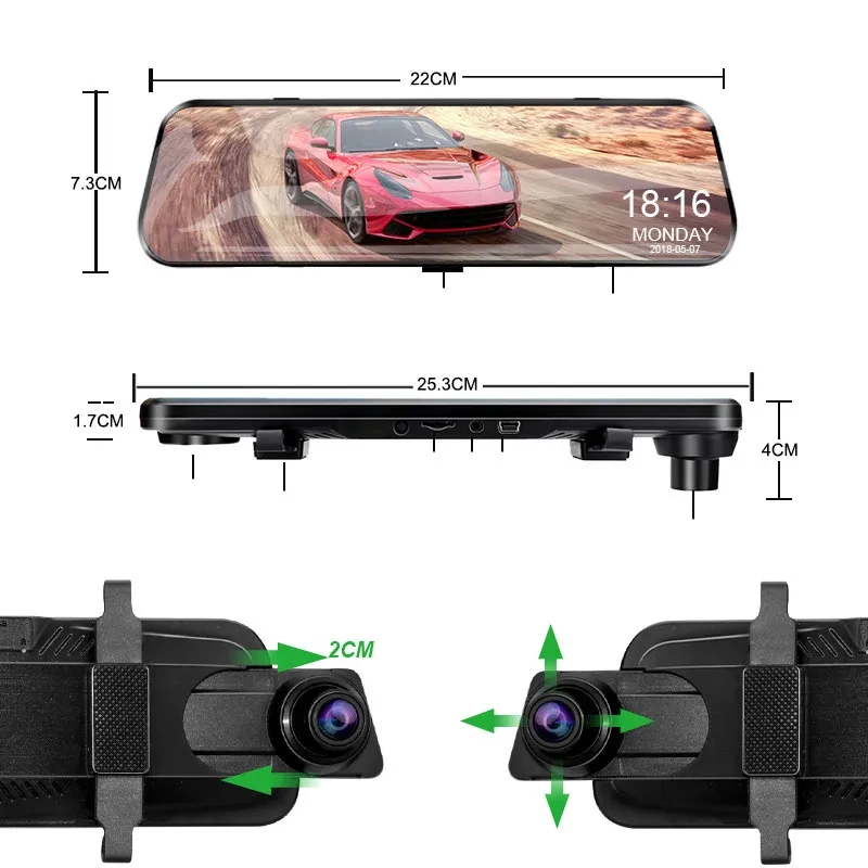 HD Rearview Mirror For Media Driving Recorder
