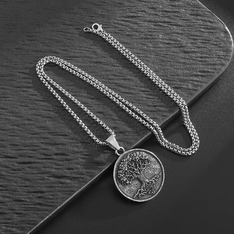 Viking Lucky Tree Titanium Steel Pendant Necklace