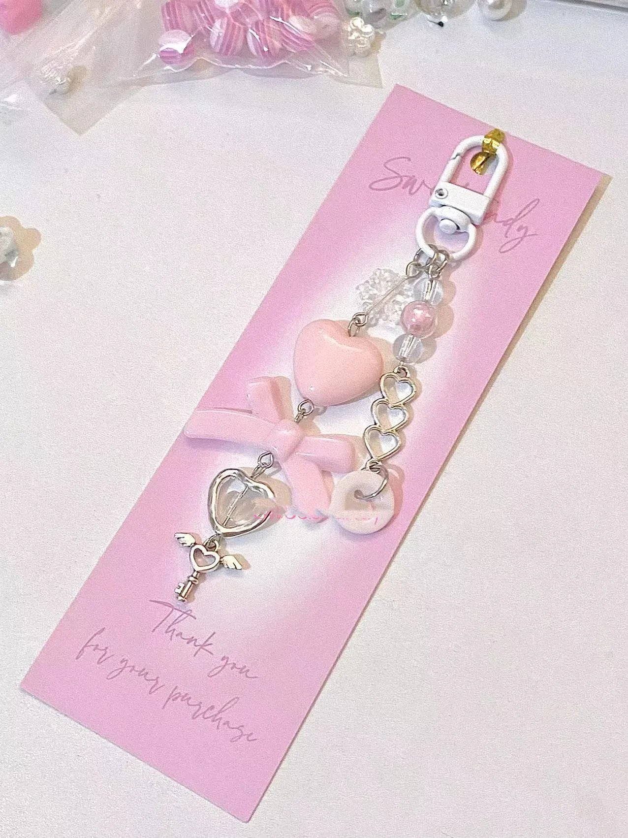 Ins Girl Love Gooben Necklace Keychain