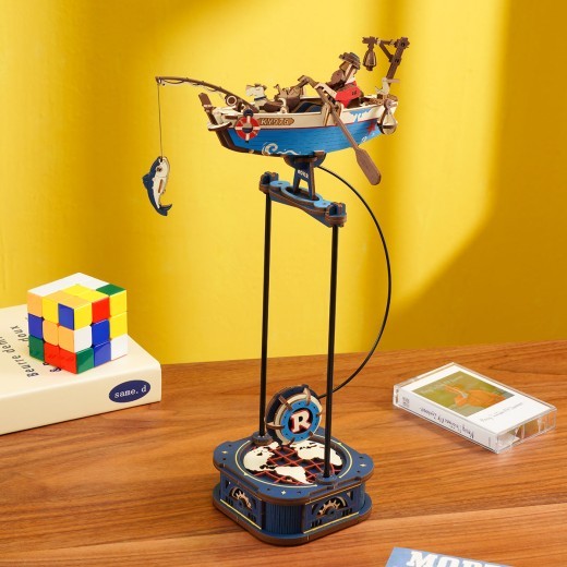 ROKR Sky Captain Ocean Fi Sher 3D Wooden Puzzle Gravity Swing Mechanical Model Kit Gift