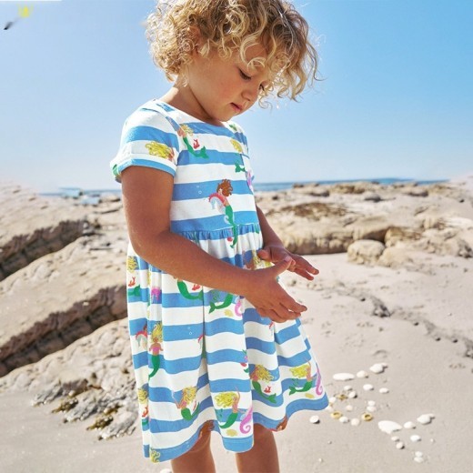 Striped Printed Knitted Cotton Round Neck Short Sleeve Children Shirt