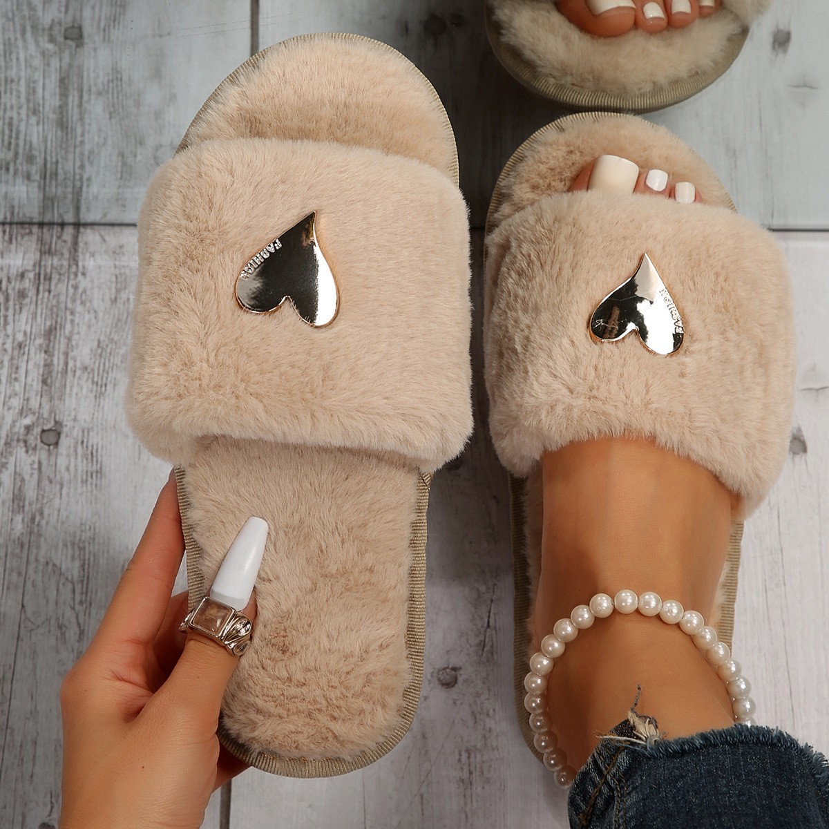 Fluffy Slippers for Women - Fall & Winter Warm Home Fur Furry Slippers, Cozy Comfort for Cold Weather