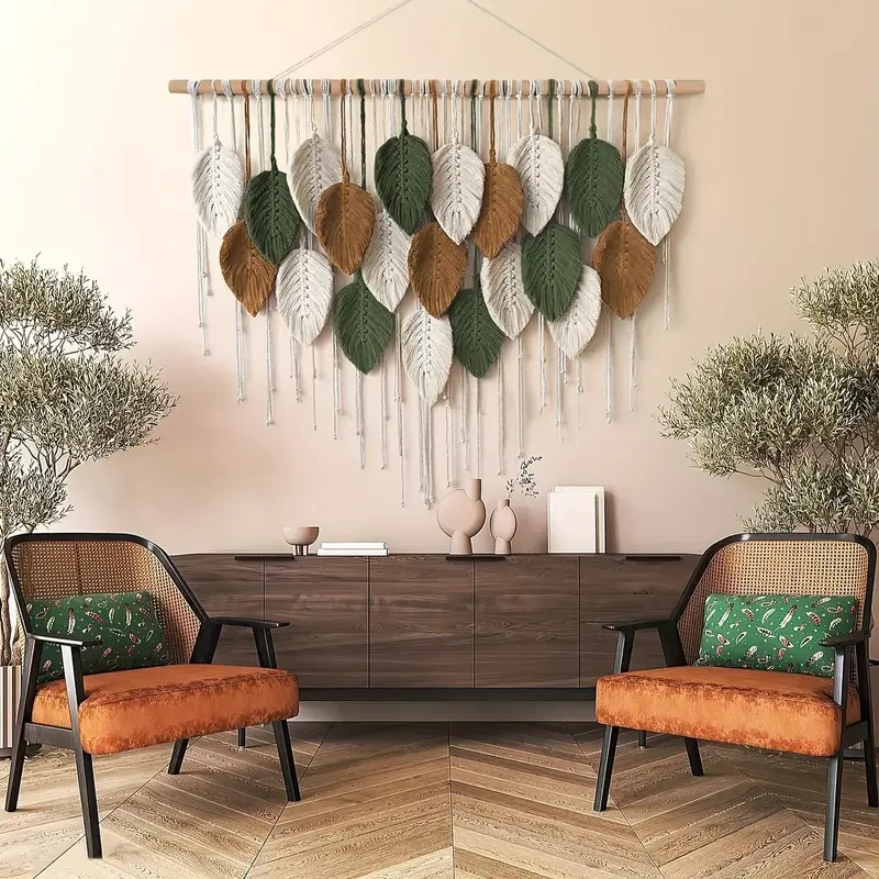 Bohemian Hand-Woven Leaf Wall Hanging Tapestry