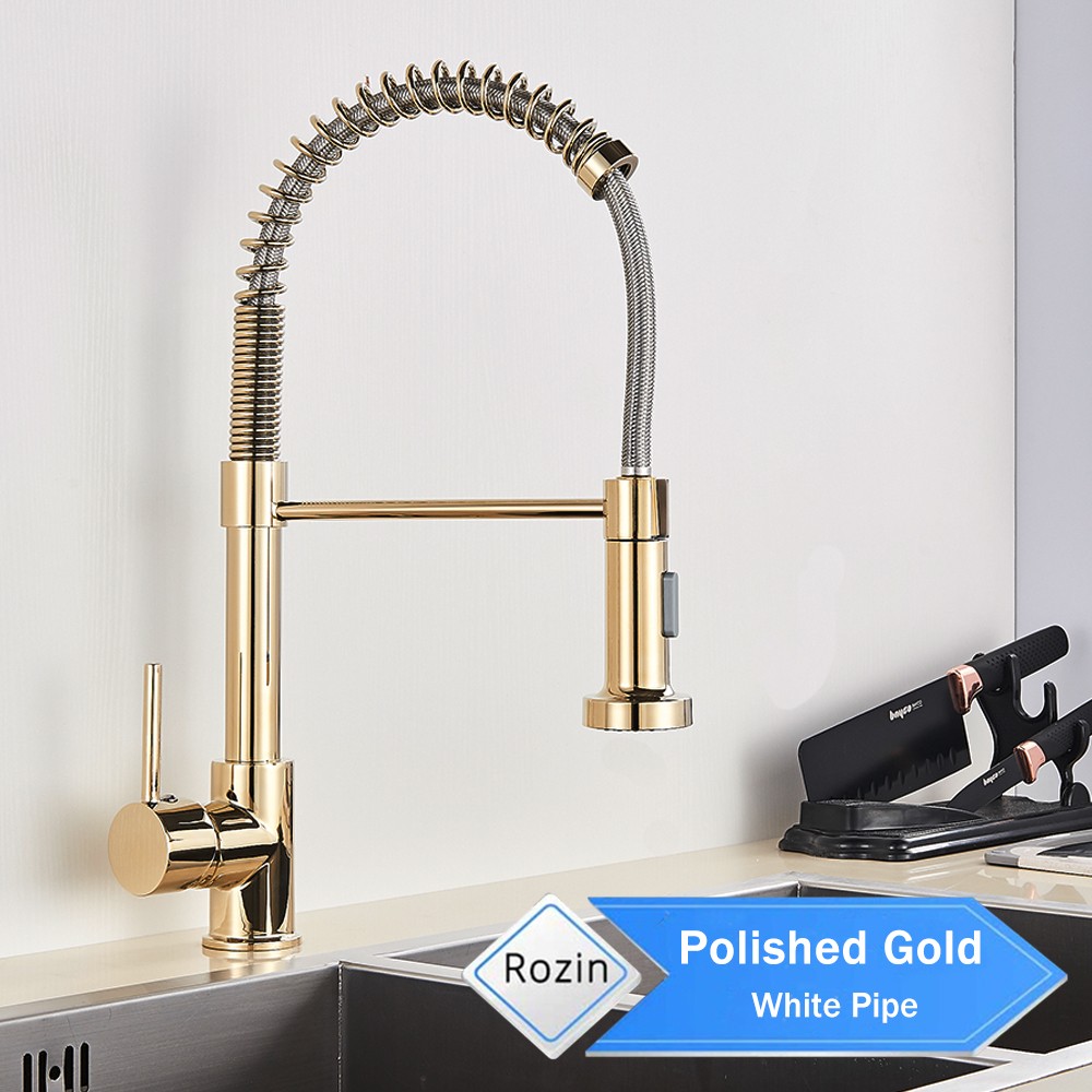 Rozin Brushed Nickel Kitchen Faucet - 360 Deck Mounted Mixer Tap