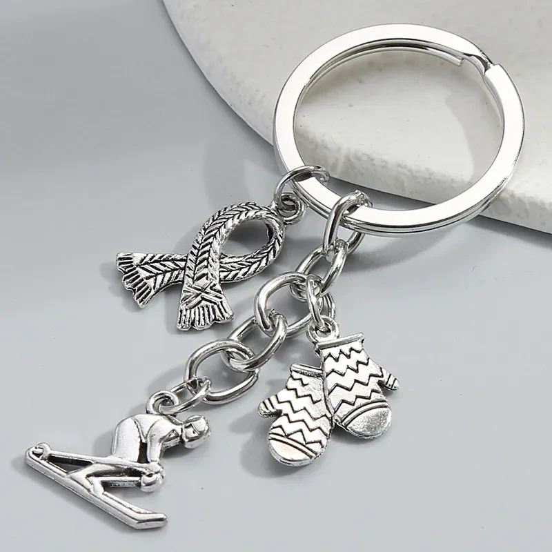 Winter Ski Scarf Gloves Sports Souvenir Gift Keychain