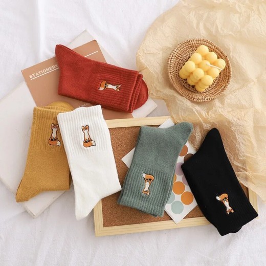 Women's Fashion Thin Embroidery Silk Socks