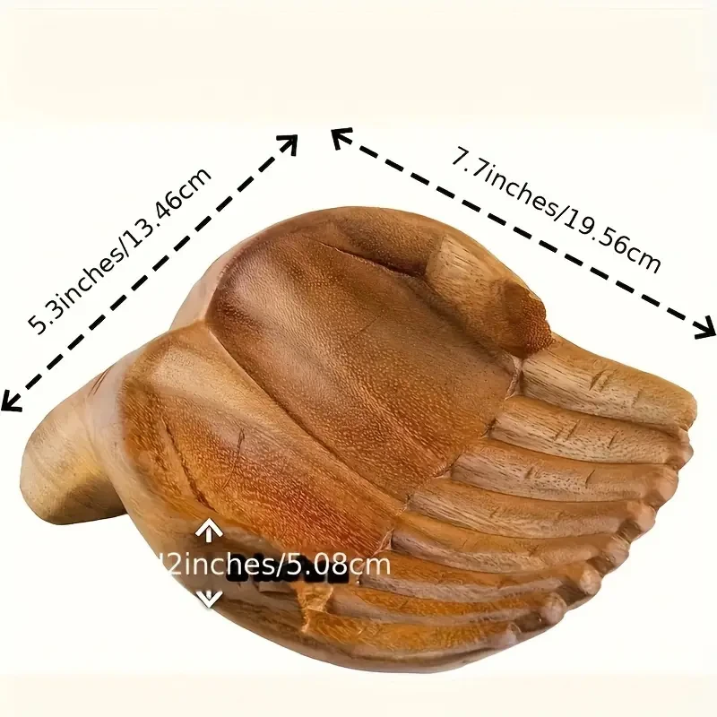 Chic Wooden Handheld Bowl with Crystal Accents