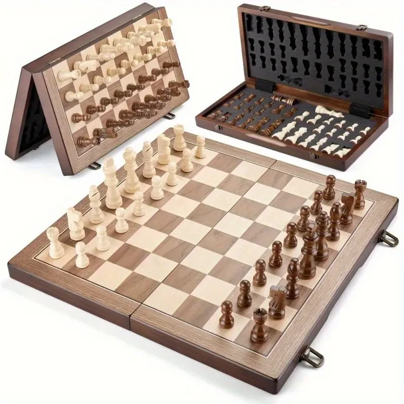 Wooden Chess Set Foldable, 38.1cm/15inch