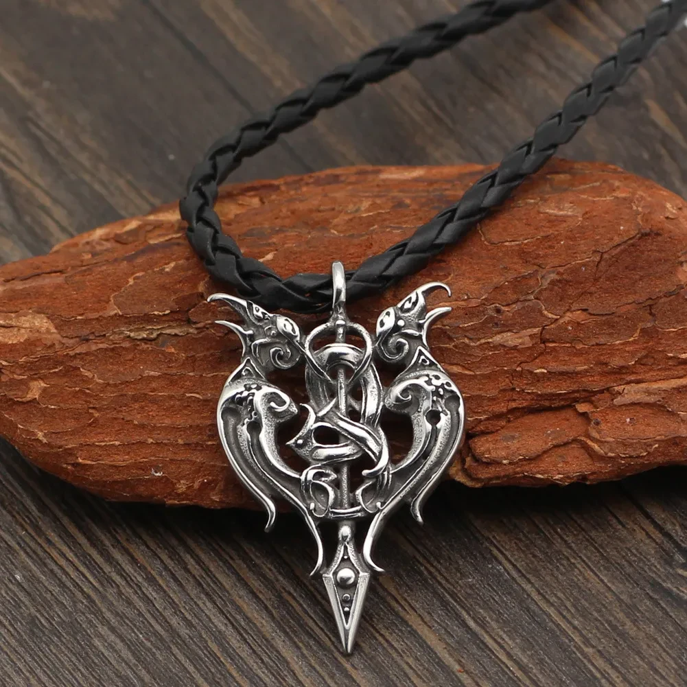 Viking Gemini Bearing Sword Men's Pendant Necklace Accessories Long Jewelry