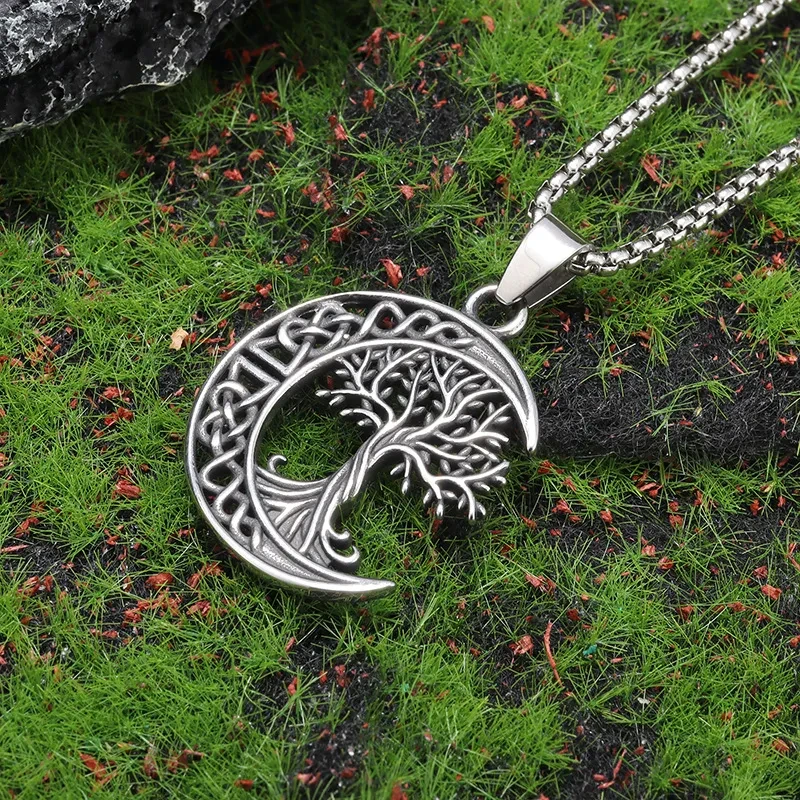 Nordic Viking Celtic Knot Lucky Tree Titanium Steel Necklace