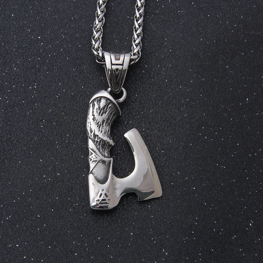 Viking Celtic Wolf Crow Double-sided Axe Pendant