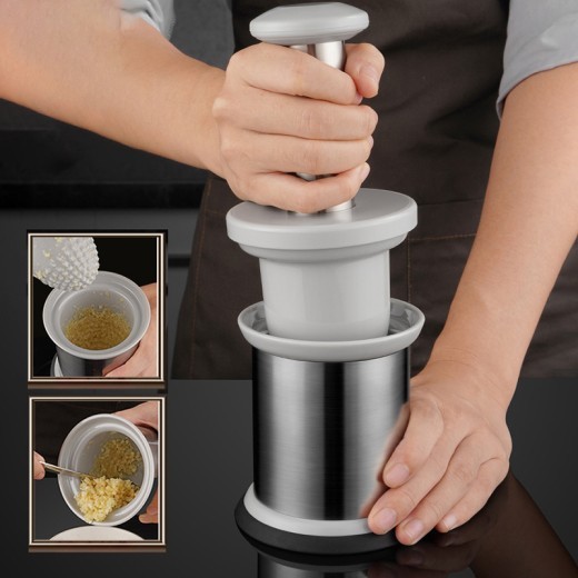 Kitchen Household Multi-functional Stainless Steel Manual Garlic Masher