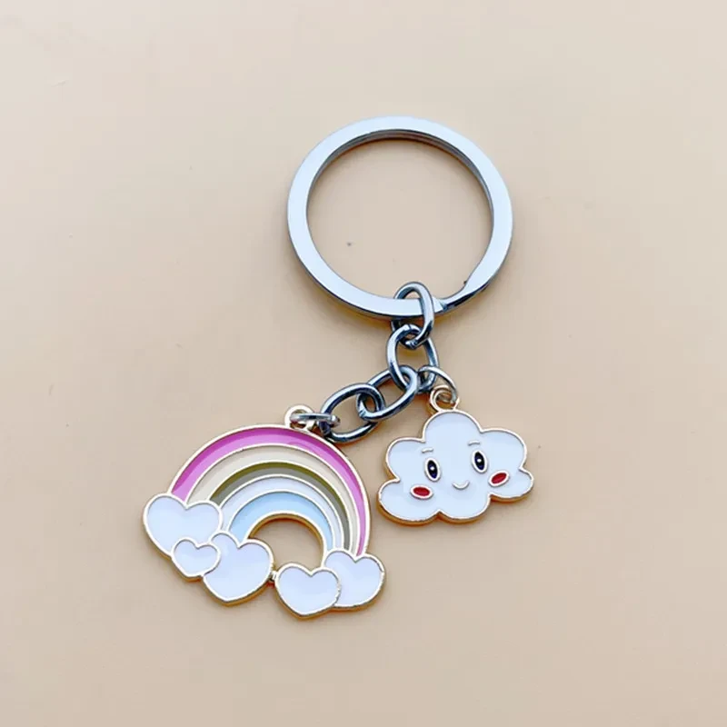 Women's Simple White Cloud Rainbow Key Chain
