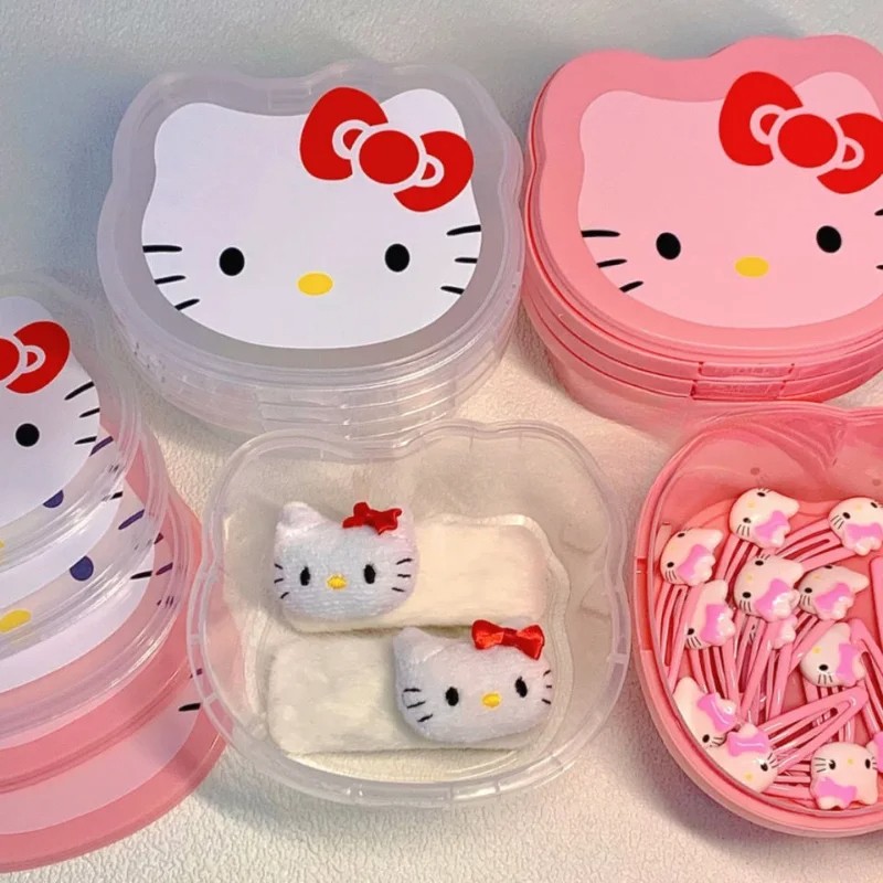 Japanese Transparent Pink Hello Kitty Storage Box Organizer