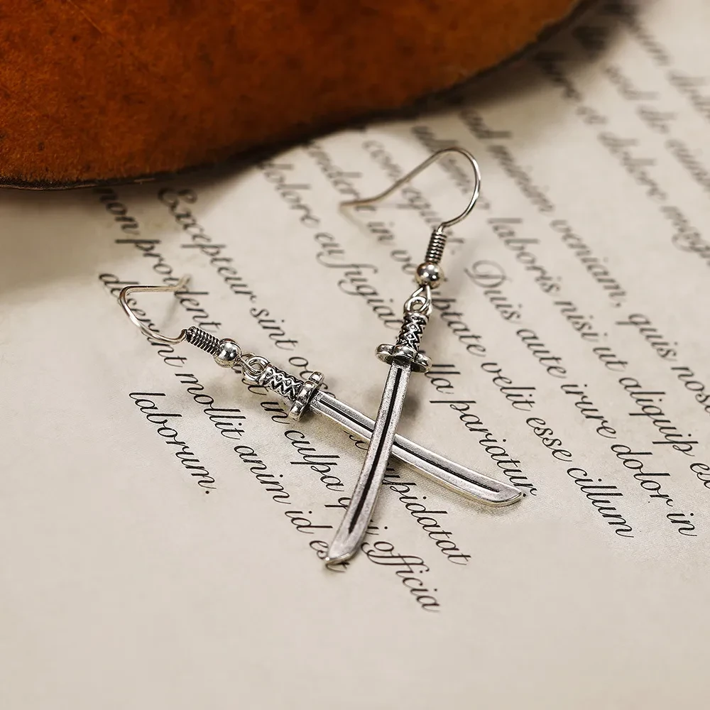 Dark Series Long Knife Pendant Earrings