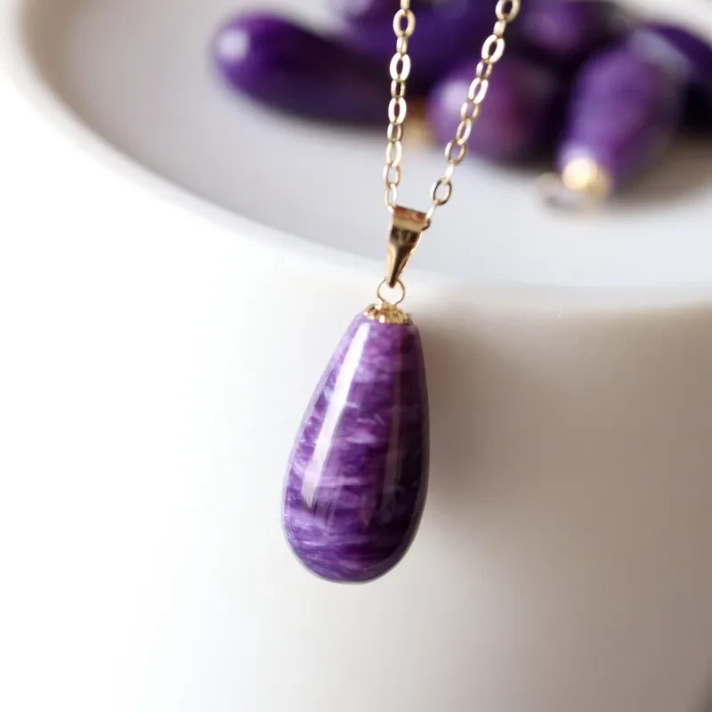 Natural Amethyst Water Drop Pendant Necklace
