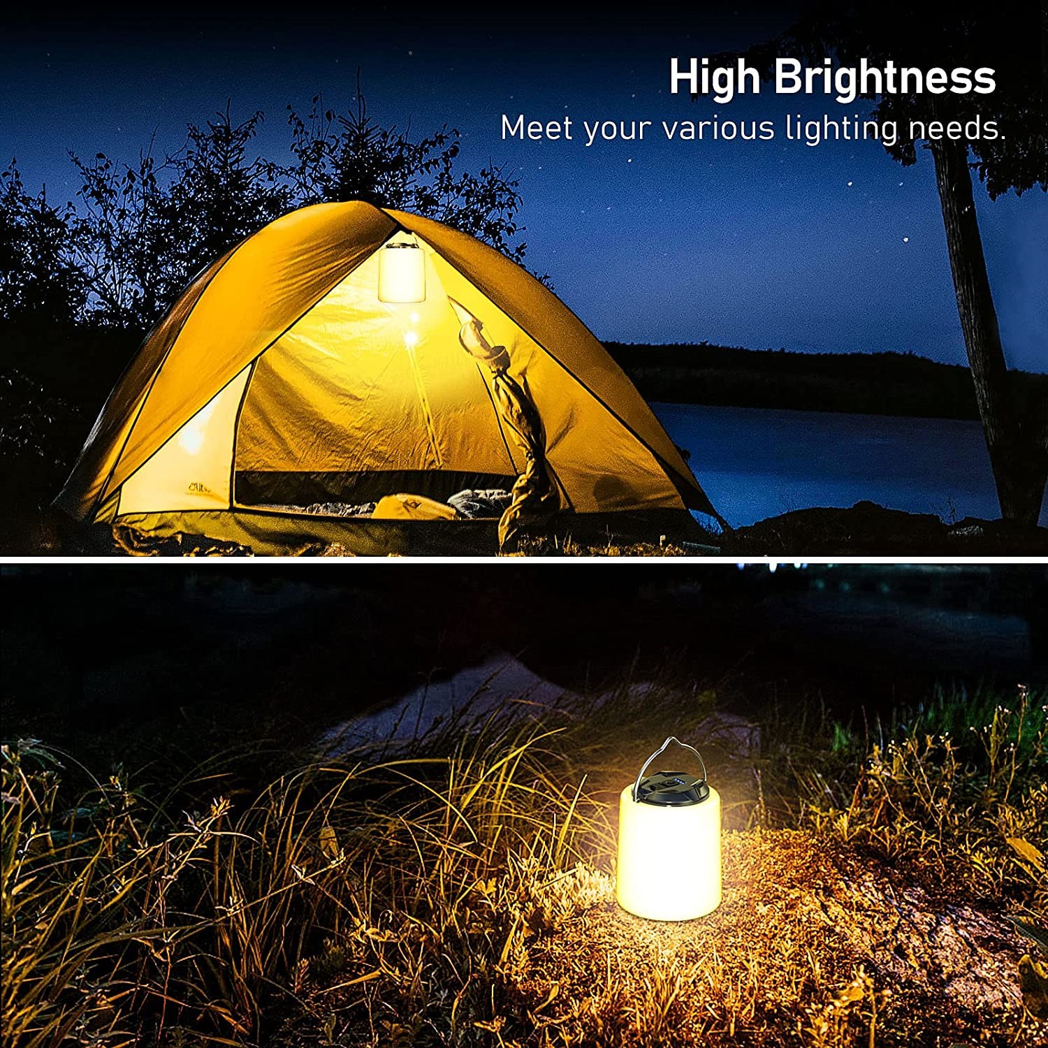 Rechargeable Camping Light Flashlight Lantern - 3000K Warm White Light Waterproof LED Flashlight for Camping and Hiking Supplies