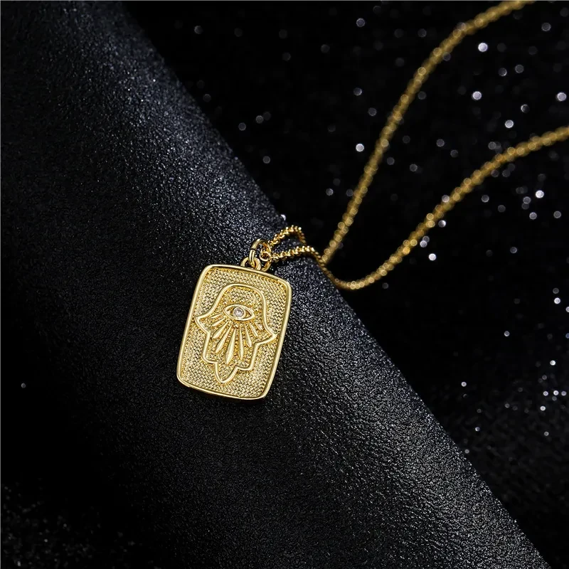 Copper Plating 18K Gold Square Pendant