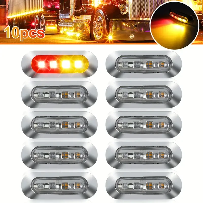 10pcs 12V-24V 4LED Trailer Side Marker Light for Car Auto Truck Boat Lights Tail Warning Brake Lamp