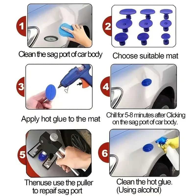 AU-Gauge Car Dent Puller - Paintless Plastic Weld Dent Removal with Comprehensive Glue Tabs Kit