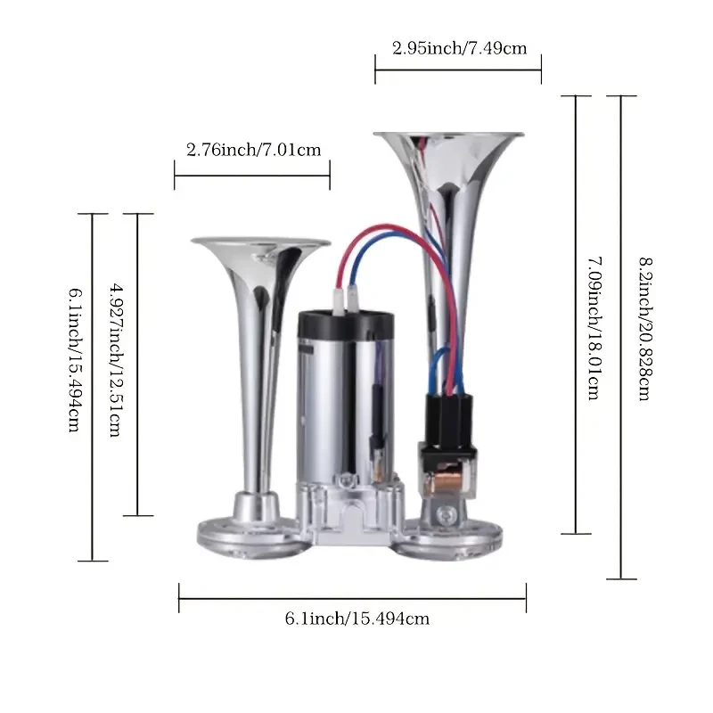 Extremely Loud Dual Horn Air Horn System Designed for 12V Vehicles