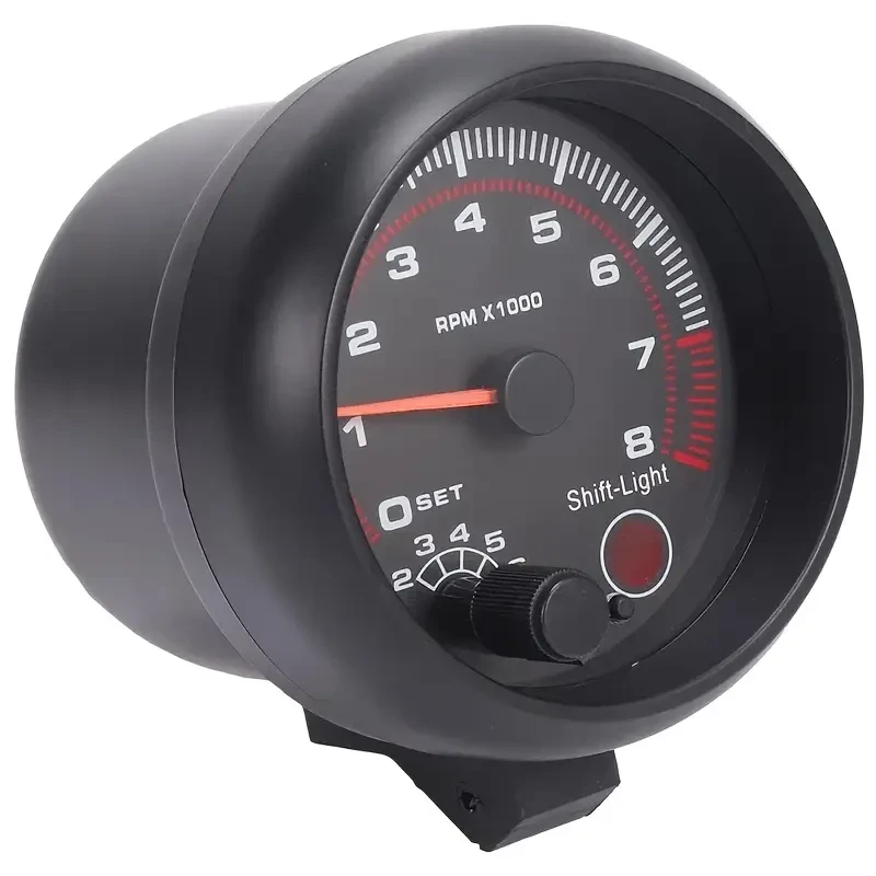 YOMIRACING Universal 3 3/4" Black Tachometer with Inter Shift Light