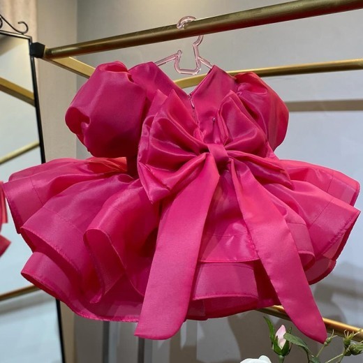 Princess Dress Puff Sleeve Piano Baby Girl First Birthday Dress