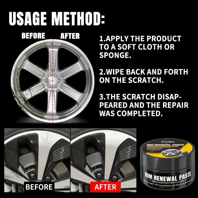 Car Wheel Rim Scratch Refurbishment Paste, Tire Rim Scratch Paint Repair Paste