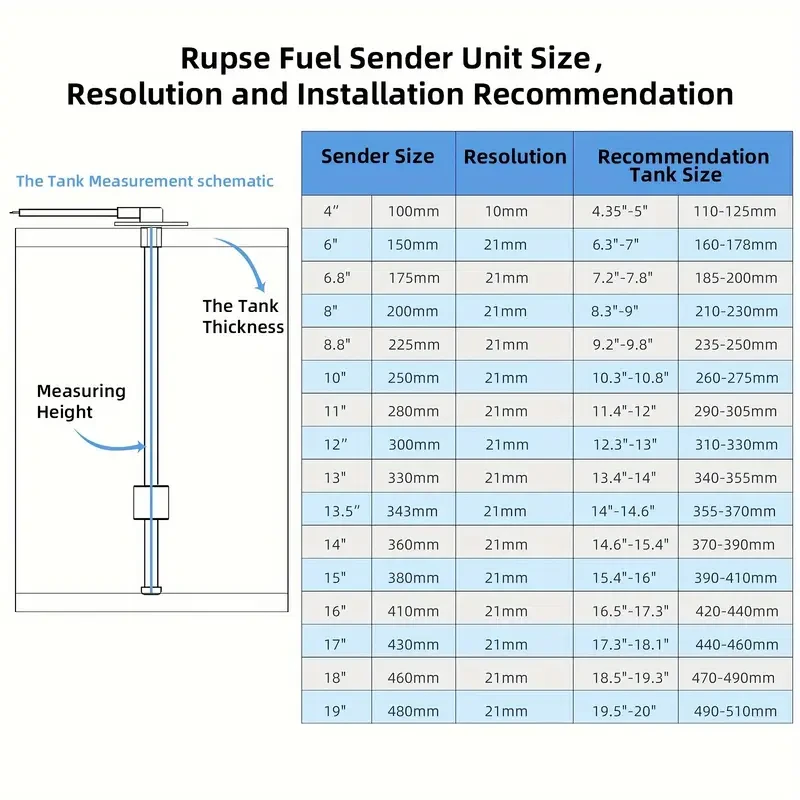 Fuel Gauge Car Oil Level Sensor Car Accessories Oil Level Gauge Accessories Suitable For RV Taxi Yacht Parts Stainless Steel Material (6.8" (175Mm))