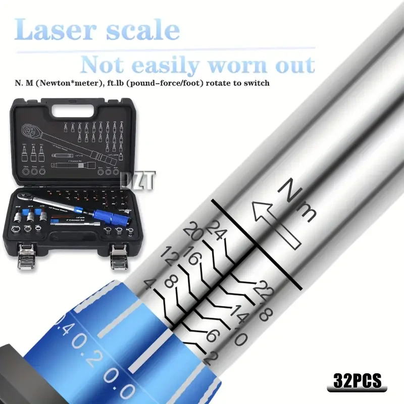 32pcs 1/4 Torque Wrench Set