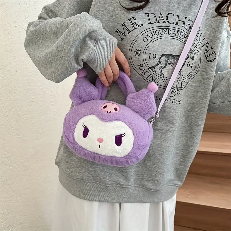 SANRIO Kuromi Skull Plush Shoulder Bags for Teens