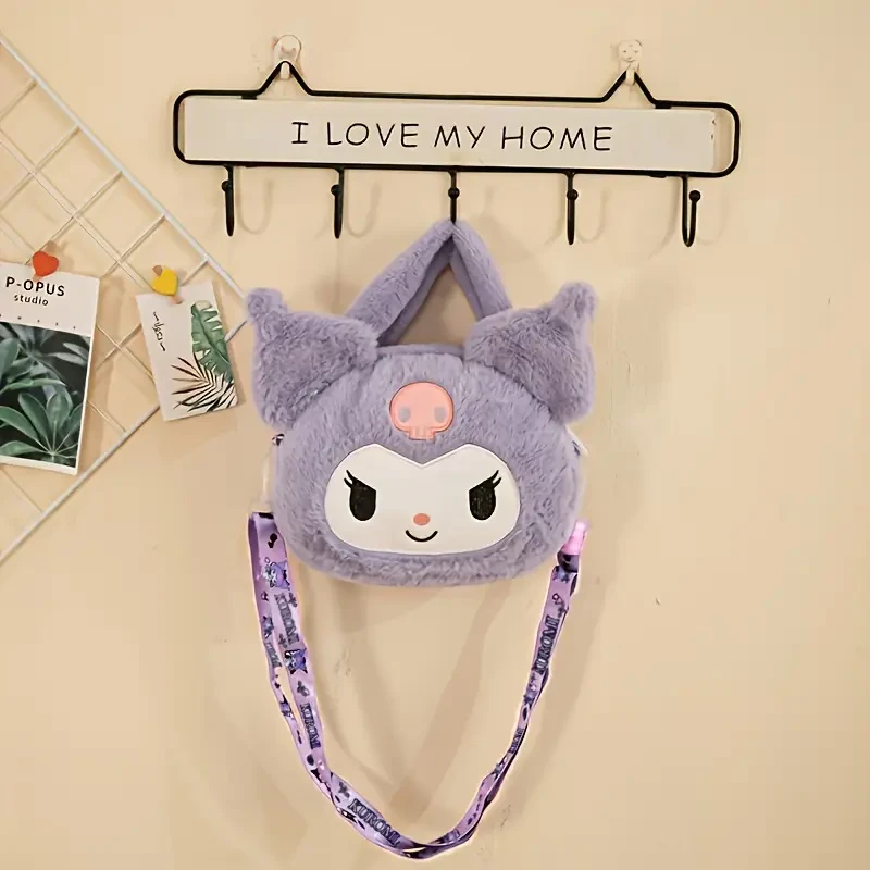 SANRIO Kuromi Skull Plush Shoulder Bags for Teens
