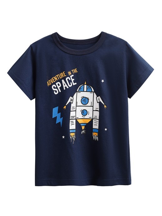 Round-neck Shirt Cartoon Short Sleeve Printed Short Sleeve