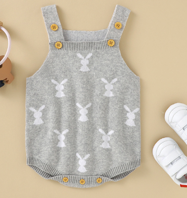 Cute Rabbit Jacquard Triangle Romper Suit