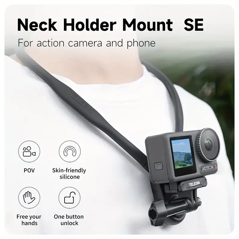 TELESIN Taixun Neck Hanging Bracket Suitable For Gopro12/11/10/9 Sports Camera Chest Fixed First Person Perspective