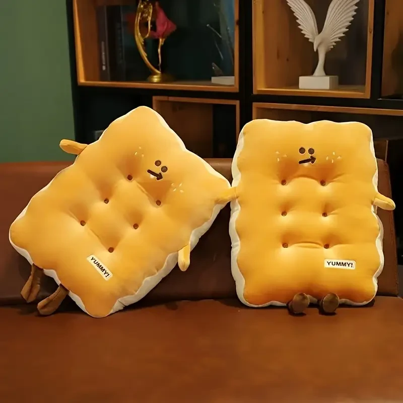 1pc Yellow Biscuit-Shaped Throw Pillow