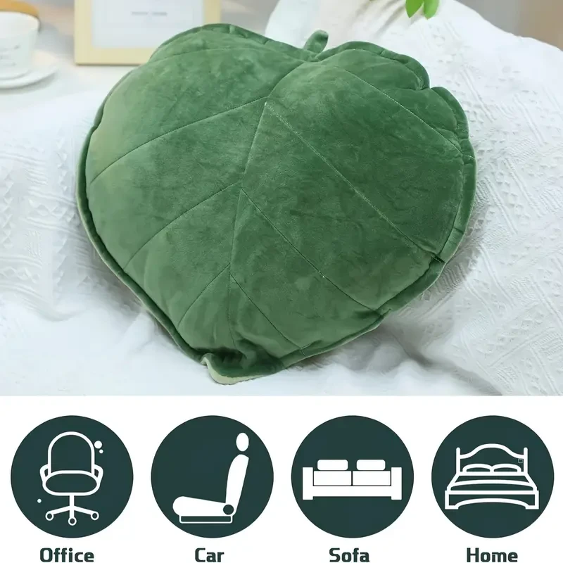 1pc Heart-Shaped Leaf Plush Pillow