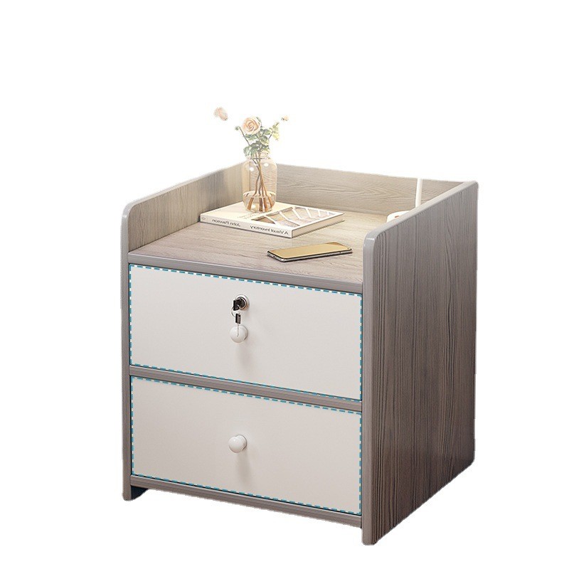 Modern Small Bedside Table Drawer with Lock - Nordic Minimalist Bedside Cabinet Storage Nightstands for Bedroom Furniture