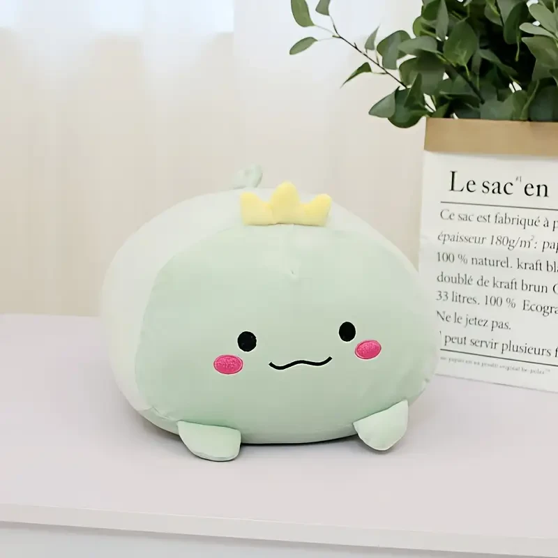 20cm Cute Light Green Plush Dinosaur with Crown