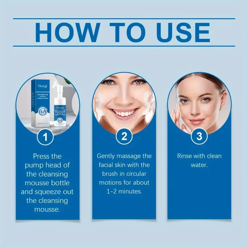 A Set of 2 Transparent Hyaluronic Acid Moisturizing Cleansing Mousses