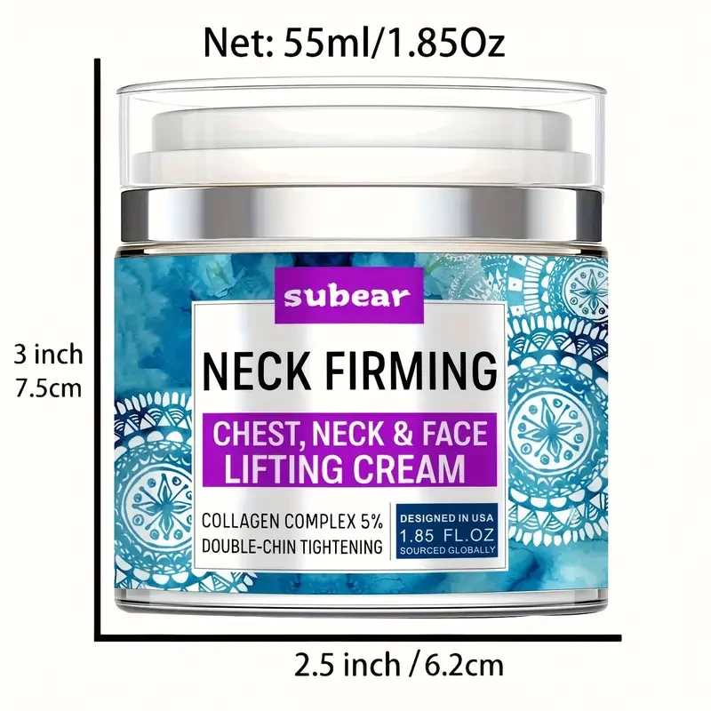Subear Neck Firming Cream with Collagen Complex 5%, Double Chin Reducer & Hyaluronic Acid