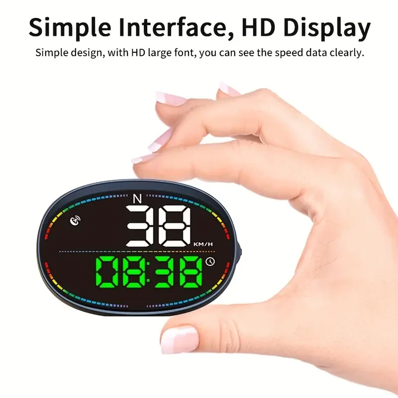 KWHUD Car Dashboard Display - Speedometer, Odometer & Time Gauge with Compass & Over-Speed Alert