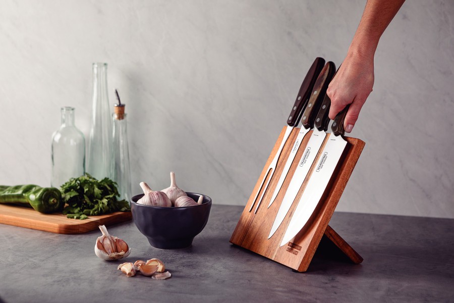 Churrasco Barbecue Knife Block 5 Piece - Brown - Tramontina