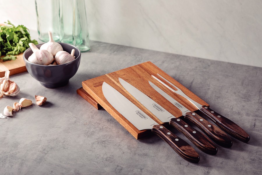 Churrasco Barbecue Knife Block 5 Piece - Brown - Tramontina