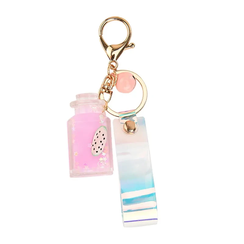 Net Red Acrylic Sliced Fruit Floating Liquid Keychain