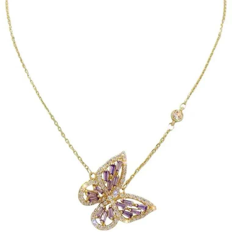 Premium Full Diamond Butterfly Pendant Necklace