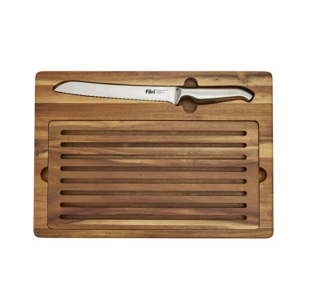Double Serrated Bread Knife & Bread Cutting Board Set 2 Piece - Furi
