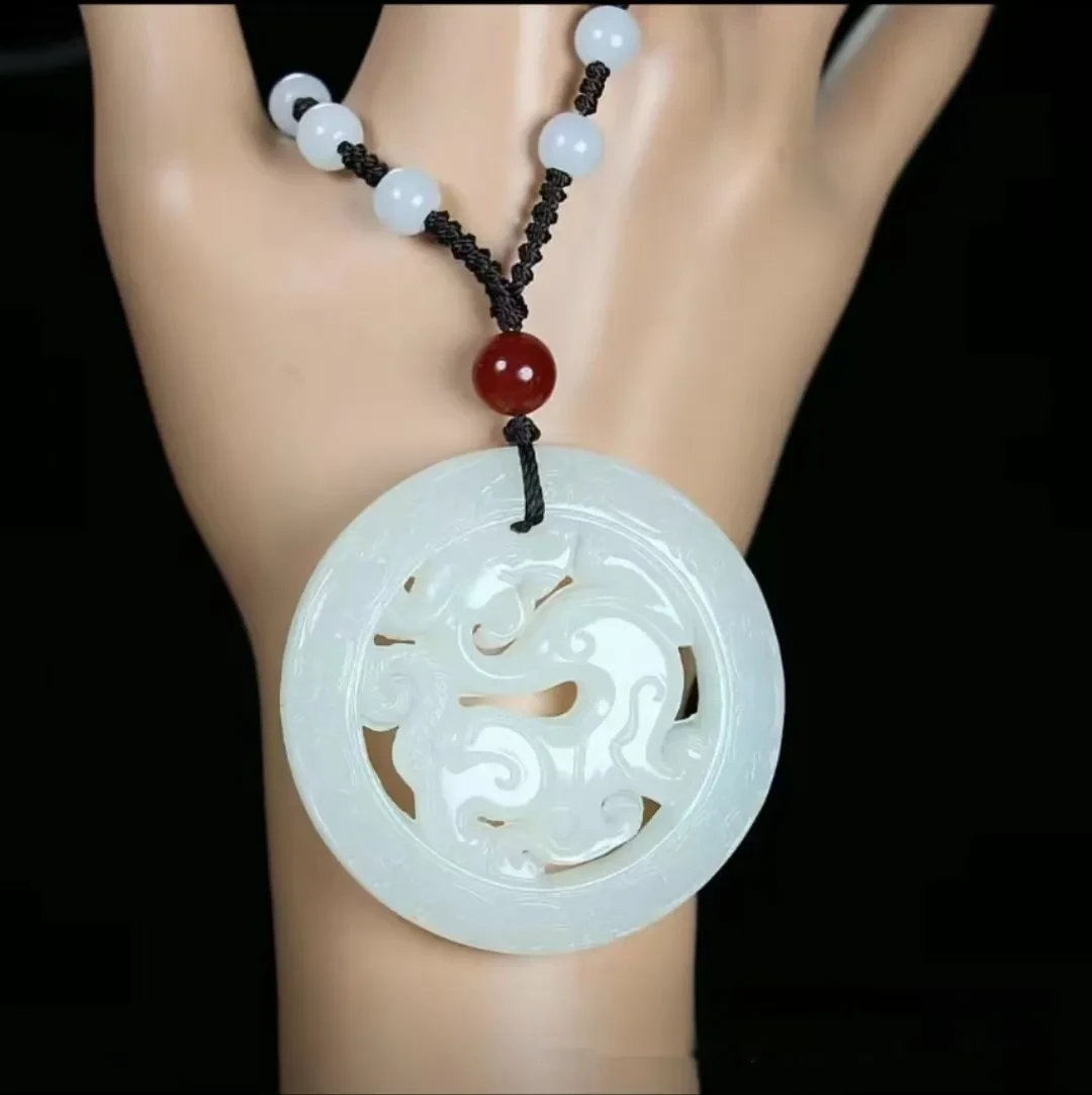 Hotan Jade Antique Dragon Carved Pendant