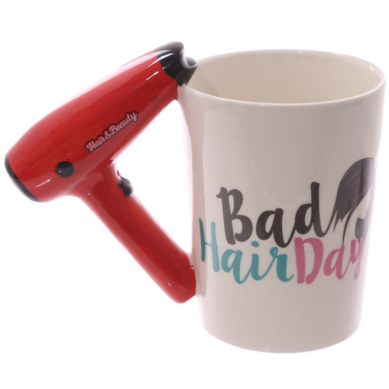 Creative Ceramic Hair Dryer Mug Ladies Tool Hair Dryer Hair Salon Bathroom Decor Vanity Decor Coffee Cup Hairdresser Gift